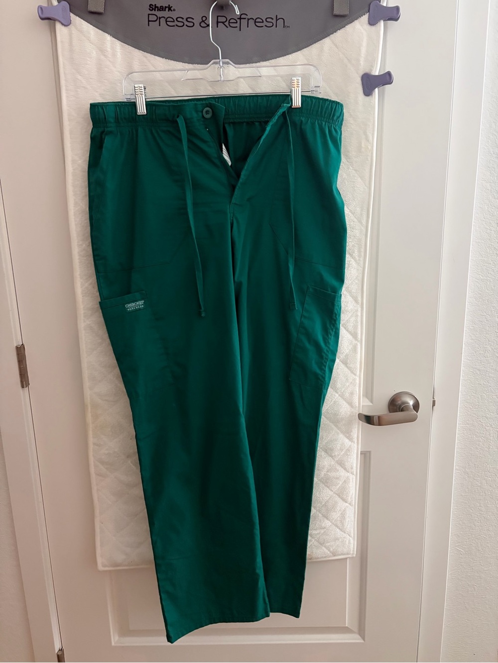 Men's Deep Green Cargo Scrub Pants with Drawstring Waist